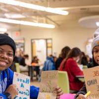 student volunteers for kids food basket